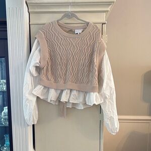 Elegant Beige Cable Knit Sweater Vest